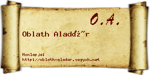 Oblath Aladár névjegykártya